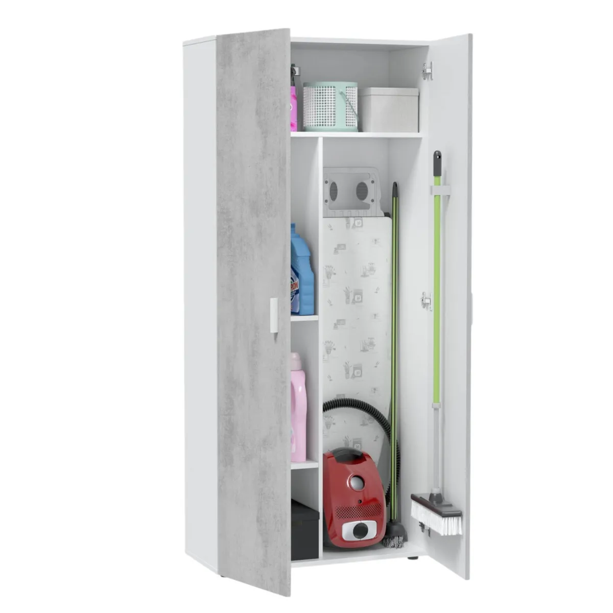 Armadi Multiuso 2 Ante|Camera Da Letto > Dmora Armadio cemento e bianco cucina 80x182h cm - Ashkita Bianco, Grigio Cemento