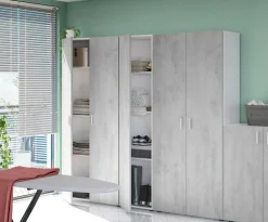 Armadi Multiuso 2 Ante|Camera Da Letto > Dmora Armadio cemento e bianco cucina 80x182h cm - Ashkita Bianco, Grigio Cemento