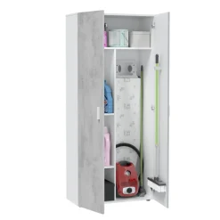 Armadi Multiuso 2 Ante|Camera Da Letto > Dmora Armadio cemento e bianco cucina 80x182h cm - Ashkita Bianco, Grigio Cemento