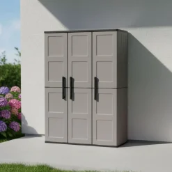 Armadio da esterno 3 ante grigio e nero 102x163h cm - Amordel