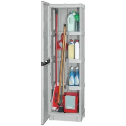 Armadi Da Esterno|Outdoor > Dmora Armadio da Esterno Portascope Impermeabile 50x39x172h cm in Resina Antiurto con 3 Ripiani Made in Italy – Achae Grigio Chiaro