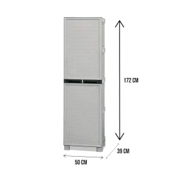 Armadi Da Esterno|Outdoor > Dmora Armadio da Esterno Portascope Impermeabile 50x39x172h cm in Resina Antiurto con 3 Ripiani Made in Italy – Achae Grigio Chiaro