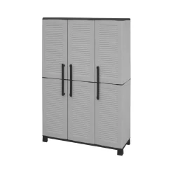Armadi Da Esterno|Outdoor > Dmora Armadio da esterno salvaspazio grigio chiaro e nero 102x169h cm - Aruro Nero, Grigio Chiaro