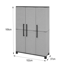Armadi Da Esterno|Outdoor > Dmora Armadio da esterno salvaspazio grigio chiaro e nero 102x169h cm - Aruro Nero, Grigio Chiaro