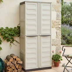 Armadi Da Esterno|Outdoor > Dmora Armadio esterno 2 ante beige e marrone 70x85h cm - Acira Marrone, Beige