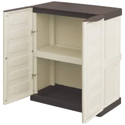 Armadi Da Esterno|Outdoor > Dmora Armadio esterno 2 ante beige e marrone 70x85h cm - Acira Marrone, Beige