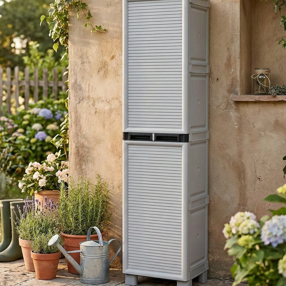 Armadi Da Esterno|Outdoor > Dmora Armadio esterno 2 ante 70x172h cm - Allain Grigio Chiaro