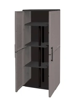 Armadi Da Esterno|Outdoor > Dmora Armadio esterno 2 ante grigio e nero 68x163h cm - Arabel Nero, Grigio