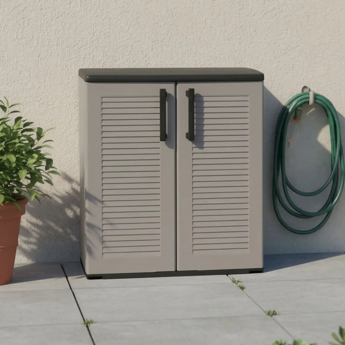 Armadio esterno 2 ante grigio e nero 68x84h cm - Arisa