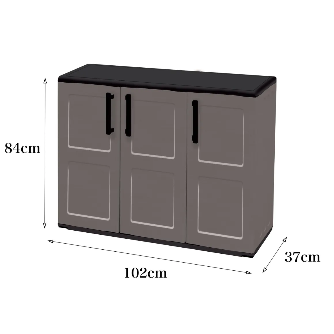Armadio esterno 3 ante grigio e nero 102x84h cm - Aranka