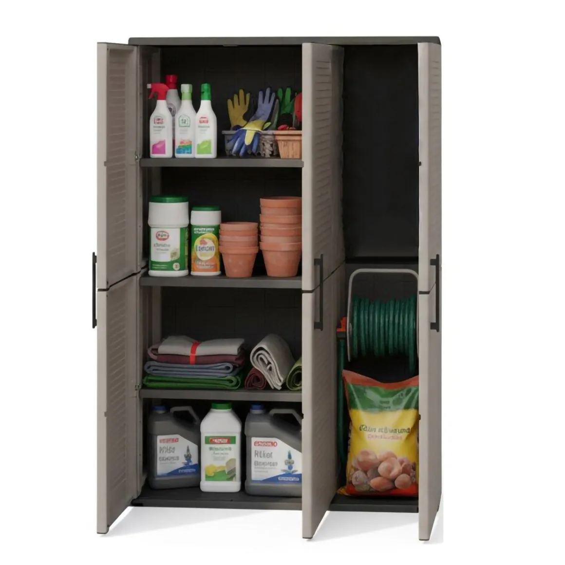 Armadio esterno classico 3 ante grigio e nero 102x163h cm - Amordel