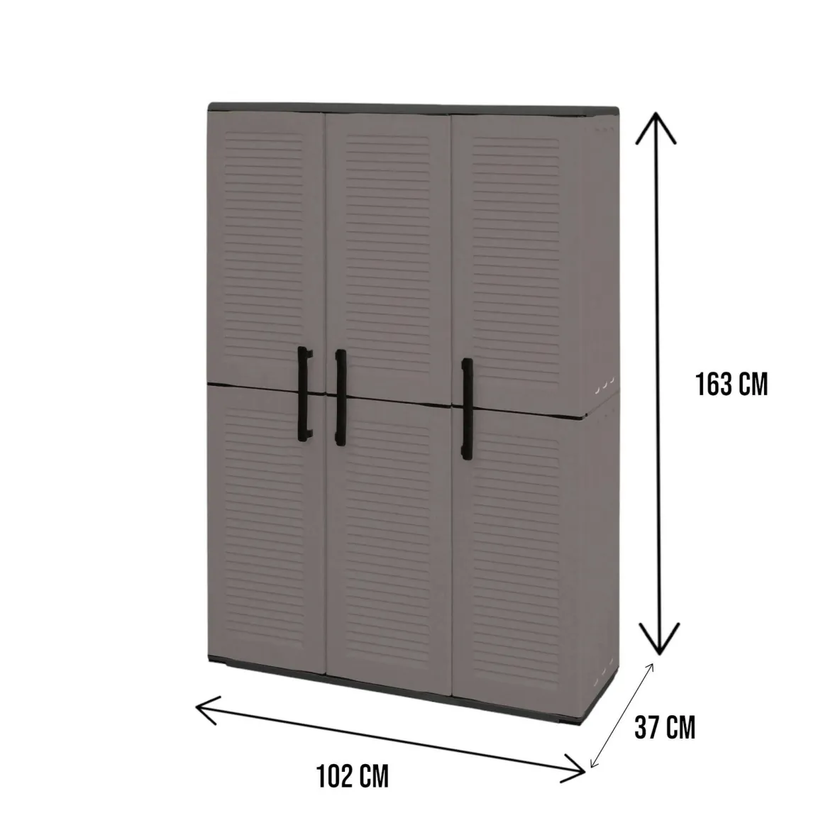 Armadio esterno classico 3 ante grigio e nero 102x163h cm - Amordel
