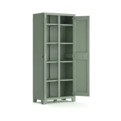 Armadi Da Esterno > Dmora Armadio giardino 2 ante grigio e verde 80x182h cm - Quesnel Verde, Grigio