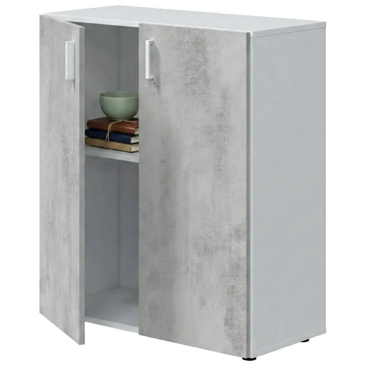 Bagno|Camera Da Letto > Dmora Armadio grigio e bianco 2 ante 80x92h cm - Argento Bianco, Grigio Cemento