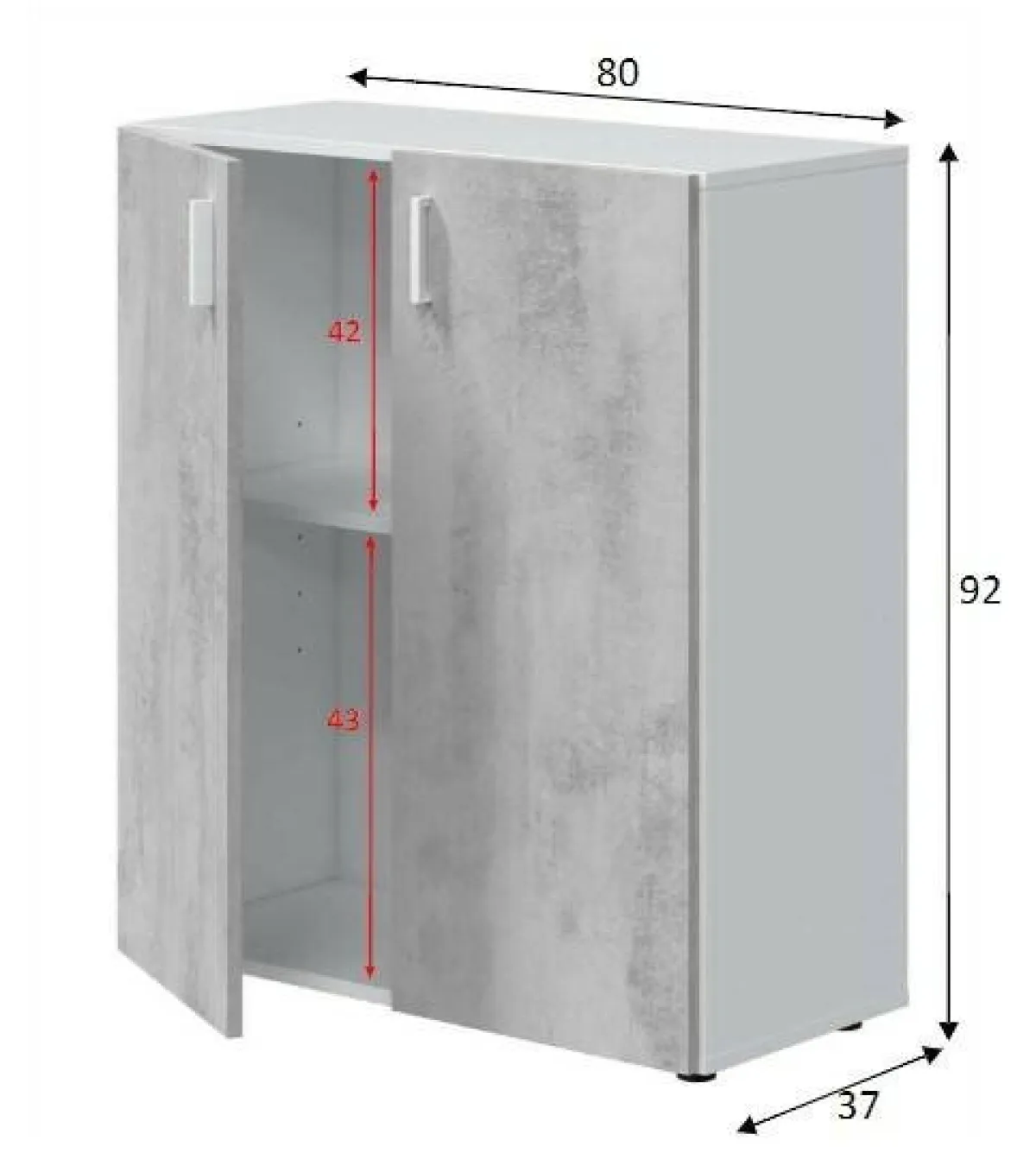 Bagno|Camera Da Letto > Dmora Armadio grigio e bianco 2 ante 80x92h cm - Argento Bianco, Grigio Cemento