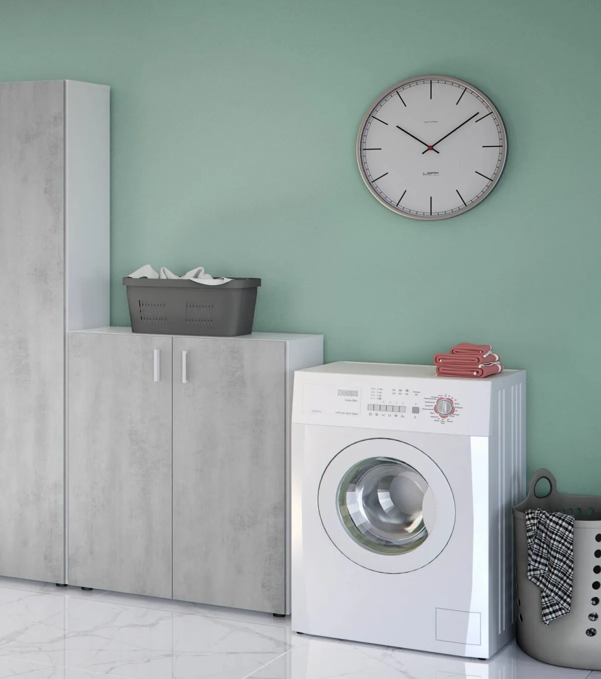 Bagno|Camera Da Letto > Dmora Armadio grigio e bianco 2 ante 80x92h cm - Argento Bianco, Grigio Cemento
