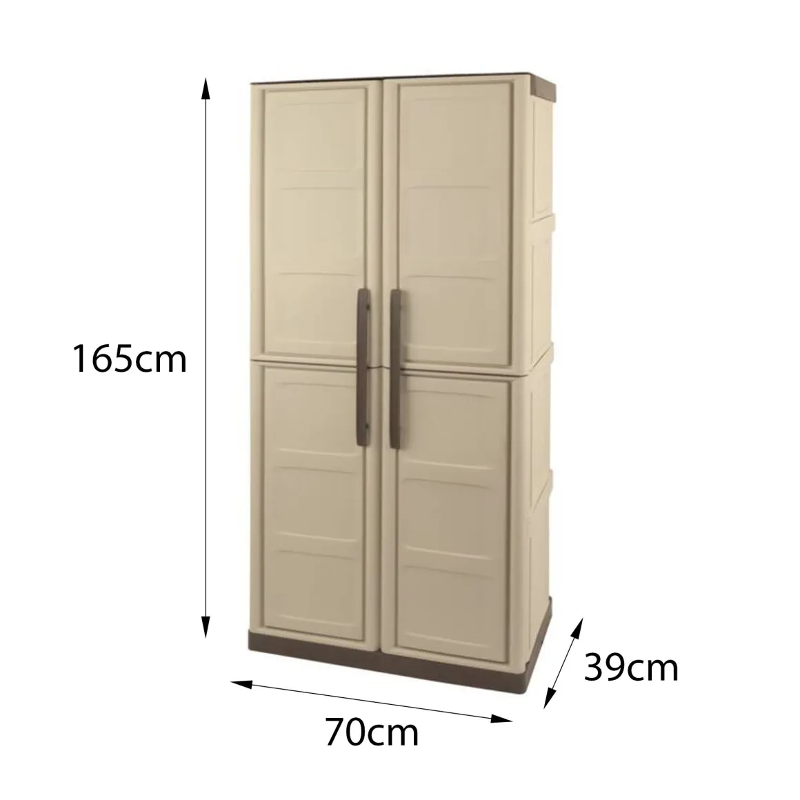 Armadio in plastica 2 ante beige e marrone 70x165h cm - Ipno