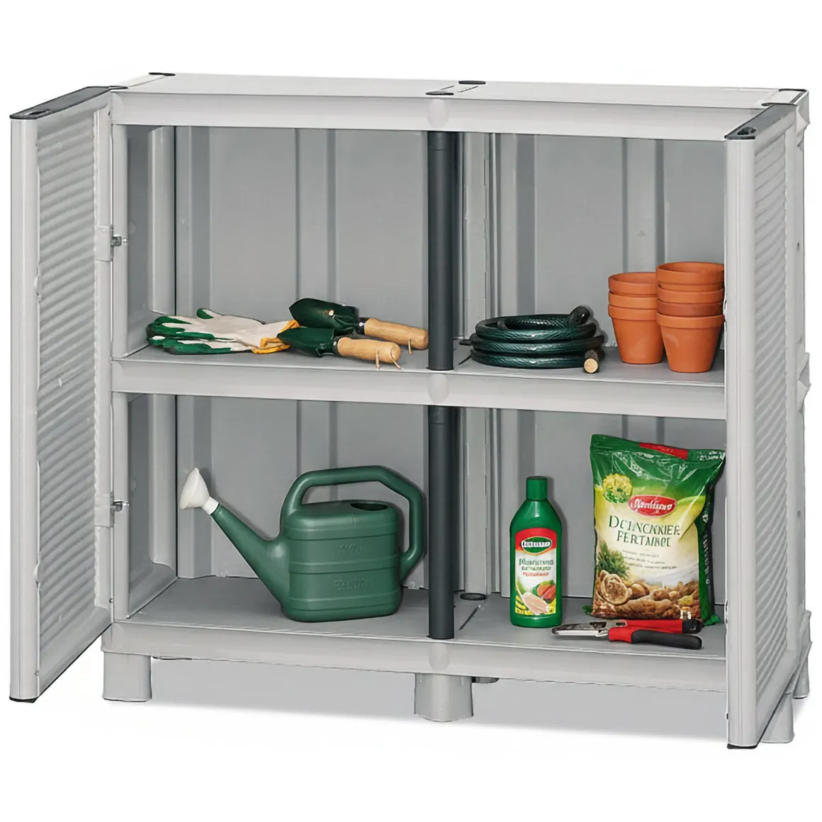 Armadi Da Esterno|Outdoor > Dmora Armadio in plastica 2 ante 35x172h cm - Achae Grigio Chiaro