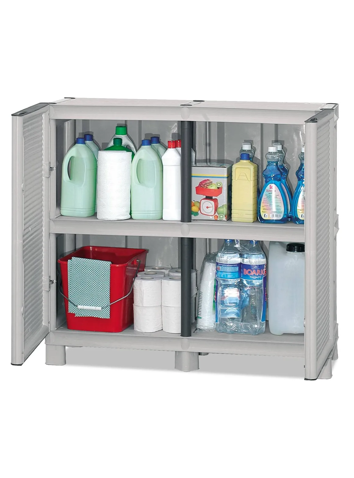 Armadi Da Esterno|Outdoor > Dmora Armadio in plastica 2 ante 35x172h cm - Achae Grigio Chiaro