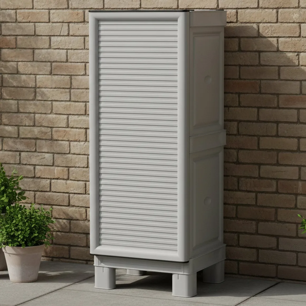 Armadio in plastica 2 ante grigio chiaro 35x92h cm - Arlinda