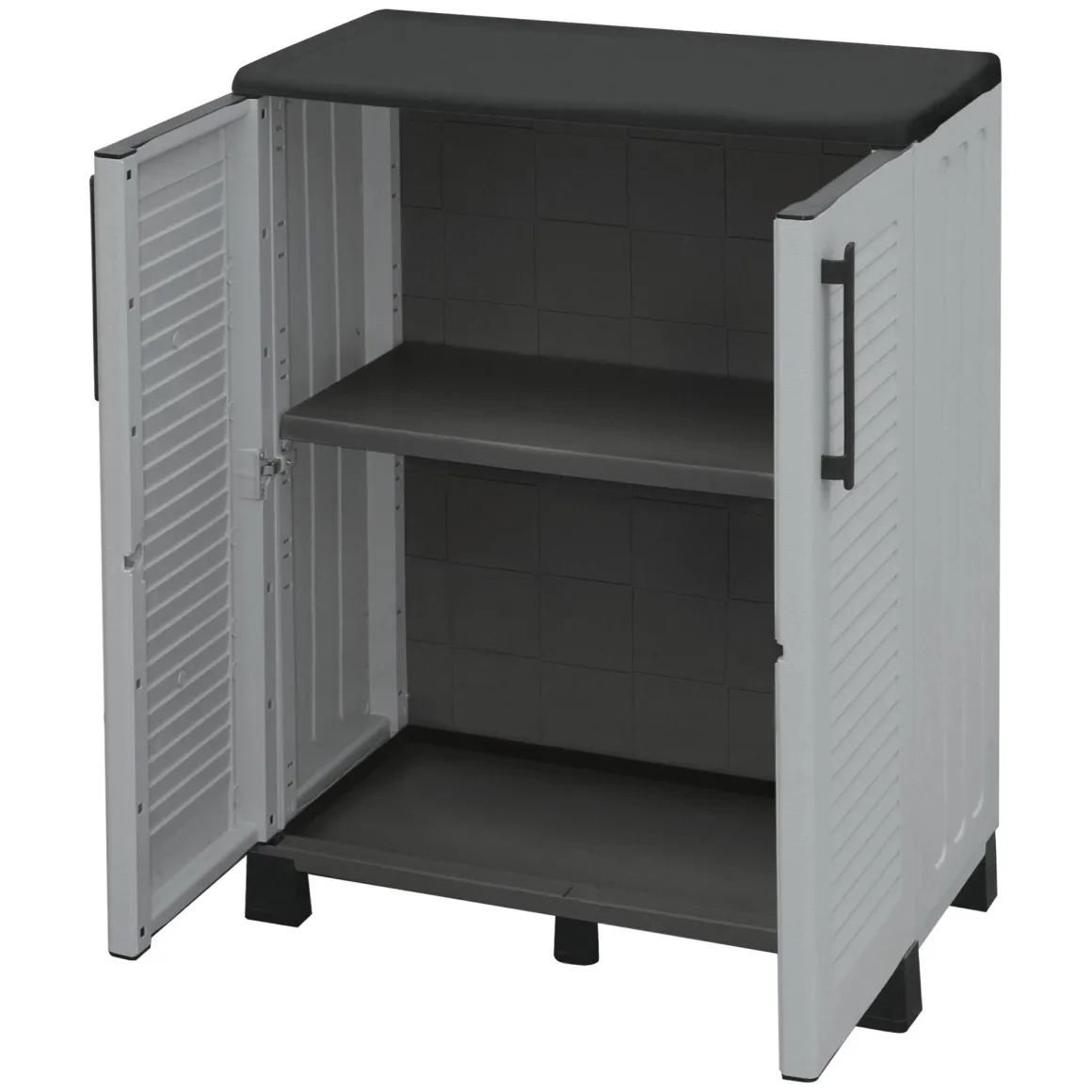 Armadio in plastica 2 ante grigio chiaro e nero 68x90h cm - Anthony