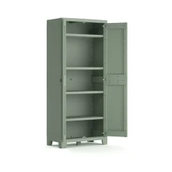 Armadi Da Esterno > Dmora Armadio in plastica 2 ante grigio e verde 80x182h cm - Quesnel Verde, Grigio
