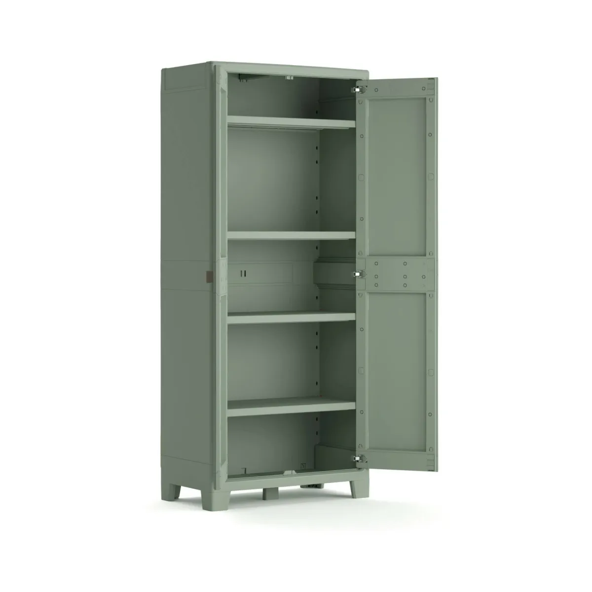 Armadi Da Esterno > Dmora Armadio in plastica 2 ante grigio e verde 80x182h cm - Quesnel Verde, Grigio