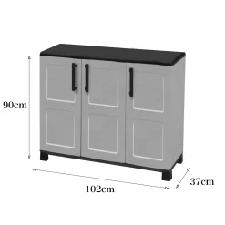 Armadi Da Esterno|Outdoor > Dmora Armadio in plastica 3 ante grigio chiaro e nero 102x90h cm - Alaghesia Nero, Grigio Chiaro