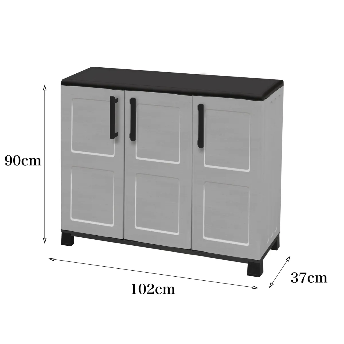 Armadi Da Esterno|Outdoor > Dmora Armadio in plastica 3 ante grigio chiaro e nero 102x90h cm - Alaghesia Nero, Grigio Chiaro