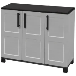 Armadi Da Esterno|Outdoor > Dmora Armadio in plastica 3 ante grigio chiaro e nero 102x90h cm - Alaghesia Nero, Grigio Chiaro