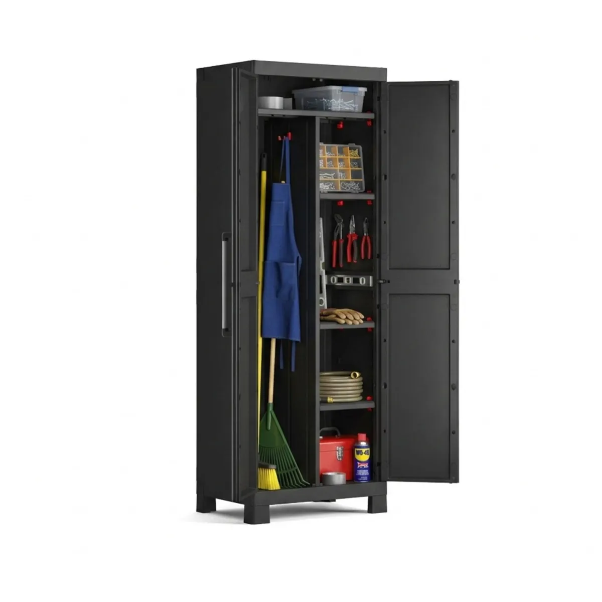 Armadi Da Esterno > Dmora Armadio in plastica 2 ante 65x182h cm - Terrebonne Nero