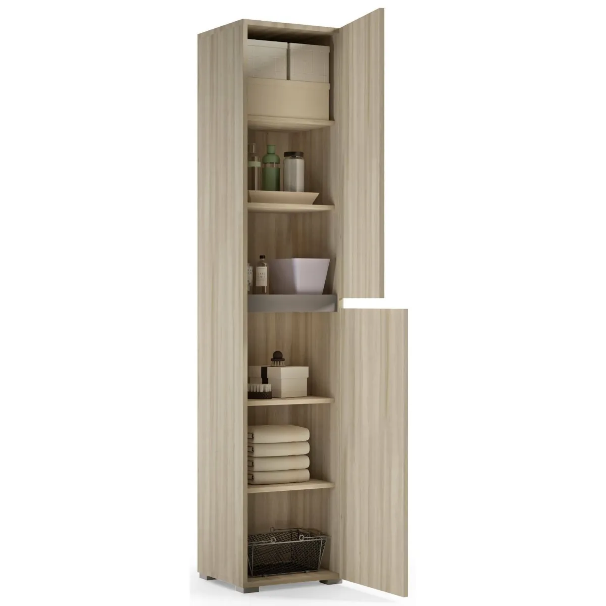 Armadi Multiuso 2 Ante|Camera Da Letto > Dmora Armadio legno chiaro multiuso 45x195h cm - Daisuke Marrone Olmo