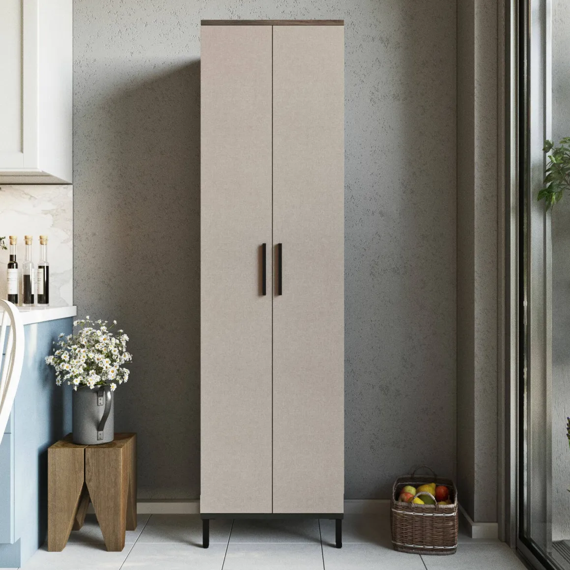 Armadio marrone e grigio salvaspazio 50x183h cm - Albizia