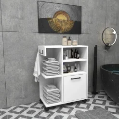 Armadio Multiuso 1 Anta Bianco 5 Ripiani Un'anta 81x60h cm, 5 Vani - Fornelli