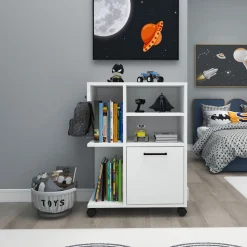 Armadi Multiuso 1 Anta > Dmora Armadio Multiuso 1 Anta 8 Ripiani Un'anta 29x130h cm, 8 Vani - Noepoli Bianco