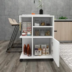 Armadi Multiuso 1 Anta > Dmora Armadio Multiuso 1 Anta 8 Ripiani Un'anta 29x130h cm, 8 Vani - Noepoli Bianco