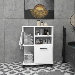 Armadi Multiuso 1 Anta > Dmora Armadio Multiuso 1 Anta 8 Ripiani Un'anta 29x130h cm, 8 Vani - Noepoli Bianco