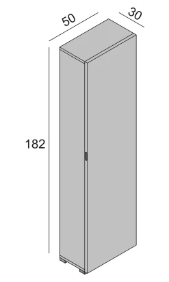 Armadio Multiuso 1 Anta Bianco Beige 7 Ripiani Un'anta 50x182h cm, Apertura Battente - Cansano