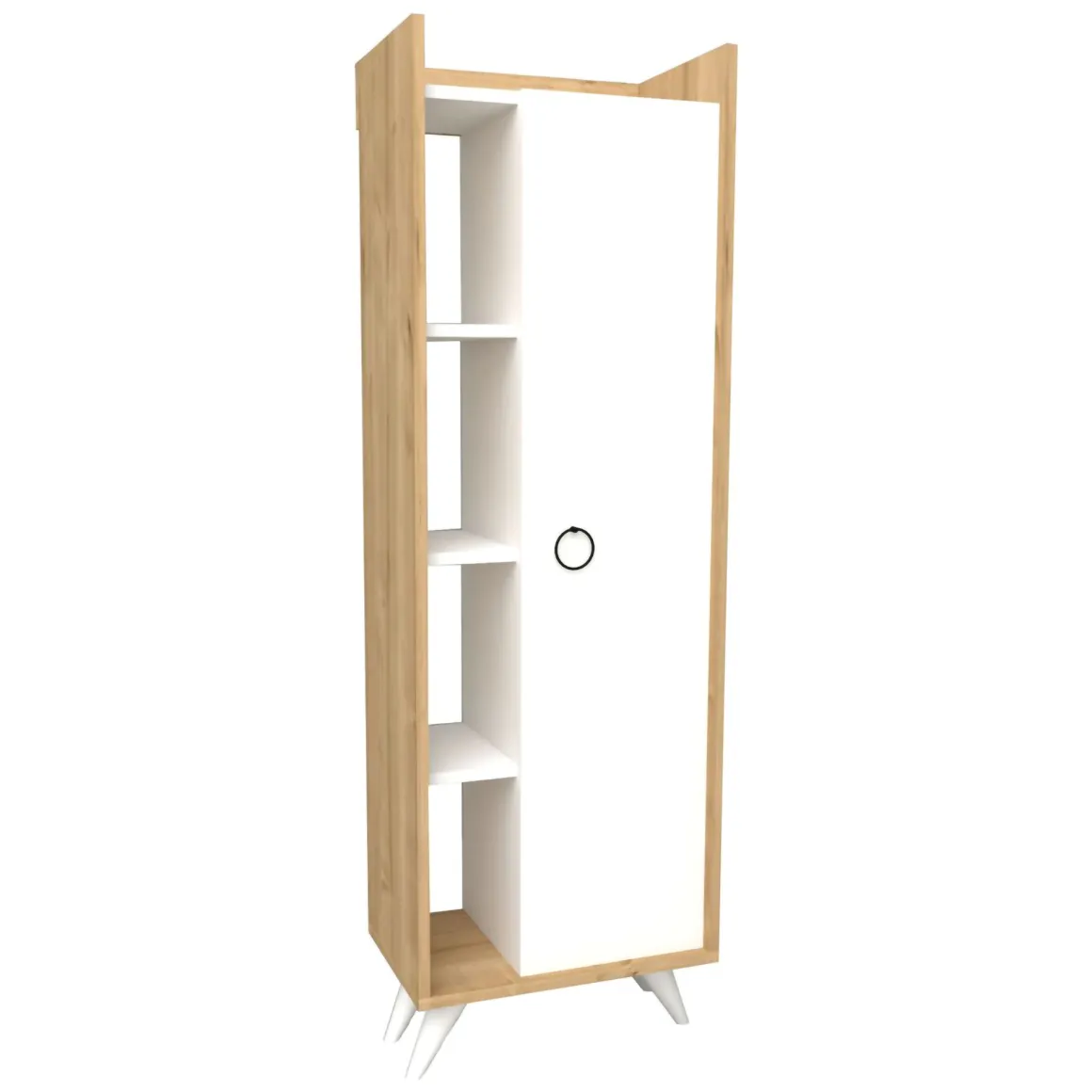 Armadio Multiuso 1 Anta Marrone Rovere 8 Ripiani Un'anta 50x140h cm, 8 Vani - Sellia