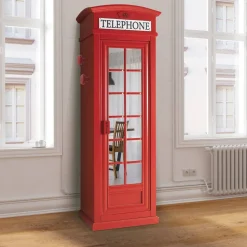 Armadio Multiuso 1 Anta Rosso Beige 2 Ripiani Appendiabiti 68x215h cm, Cassetti - Pachino