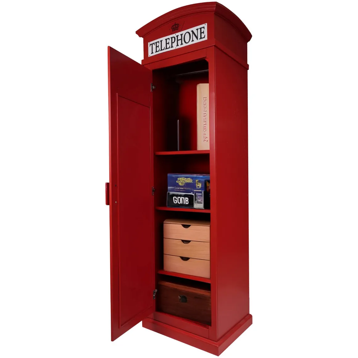 Armadio Multiuso 1 Anta Rosso Beige 2 Ripiani Appendiabiti 68x215h cm, Cassetti - Pachino