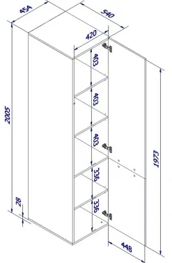 Armadi Multiuso 1 Anta > Dmora Armadio multiuso 1 anta Treville, 45,4x54 h202,5 cm, Nero