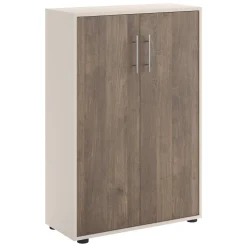 Armadio Multiuso 2 Ante Beige Marrone Noce 2 Ripiani 2 Ante 79x118h cm, 3 Vani - Parabita