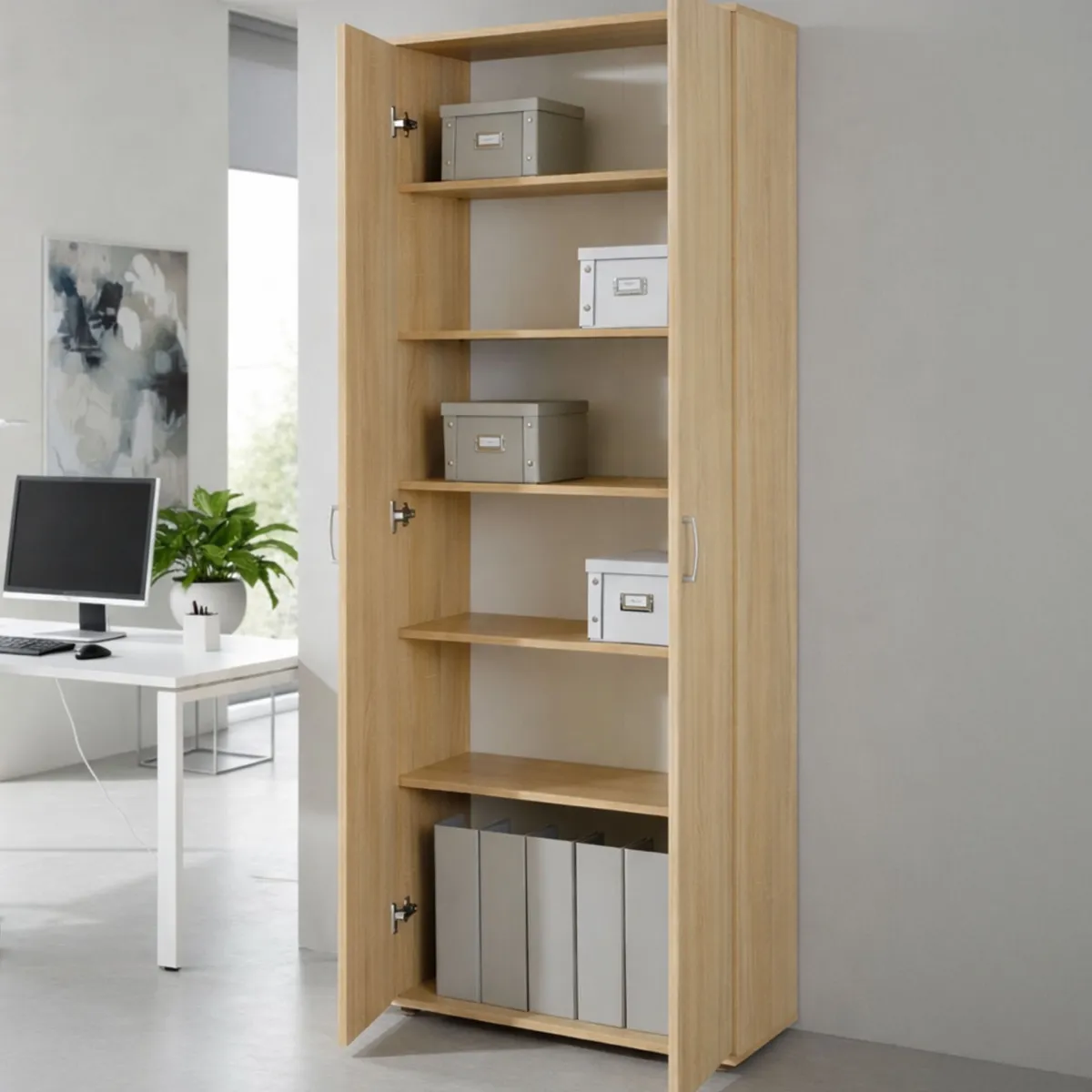 Armadi Multiuso 2 Ante > Dmora Armadio Multiuso 2 Ante 5 Ripiani Apertura Battente 70x189h cm, 2 Ante - Pazzano Beige