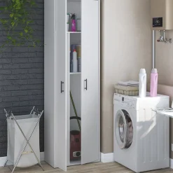 Armadio Multiuso 2 Ante Bianco 2 Ripiani Apertura Battente 60x206h cm, 2 Ante - Strevi