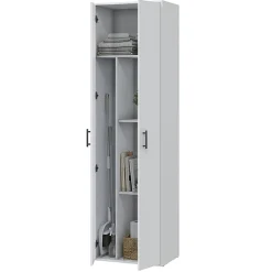 Armadio Multiuso 2 Ante Bianco 2 Ripiani Apertura Battente 60x206h cm, 2 Ante - Strevi