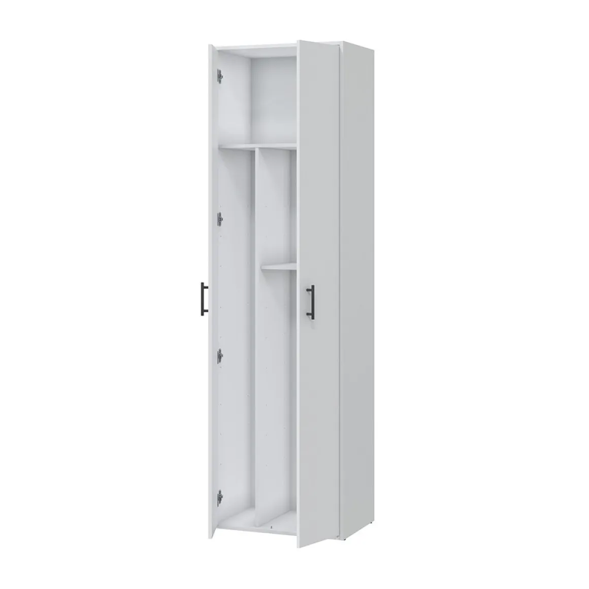 Armadio Multiuso 2 Ante Bianco 2 Ripiani Apertura Battente 60x206h cm, 2 Ante - Strevi
