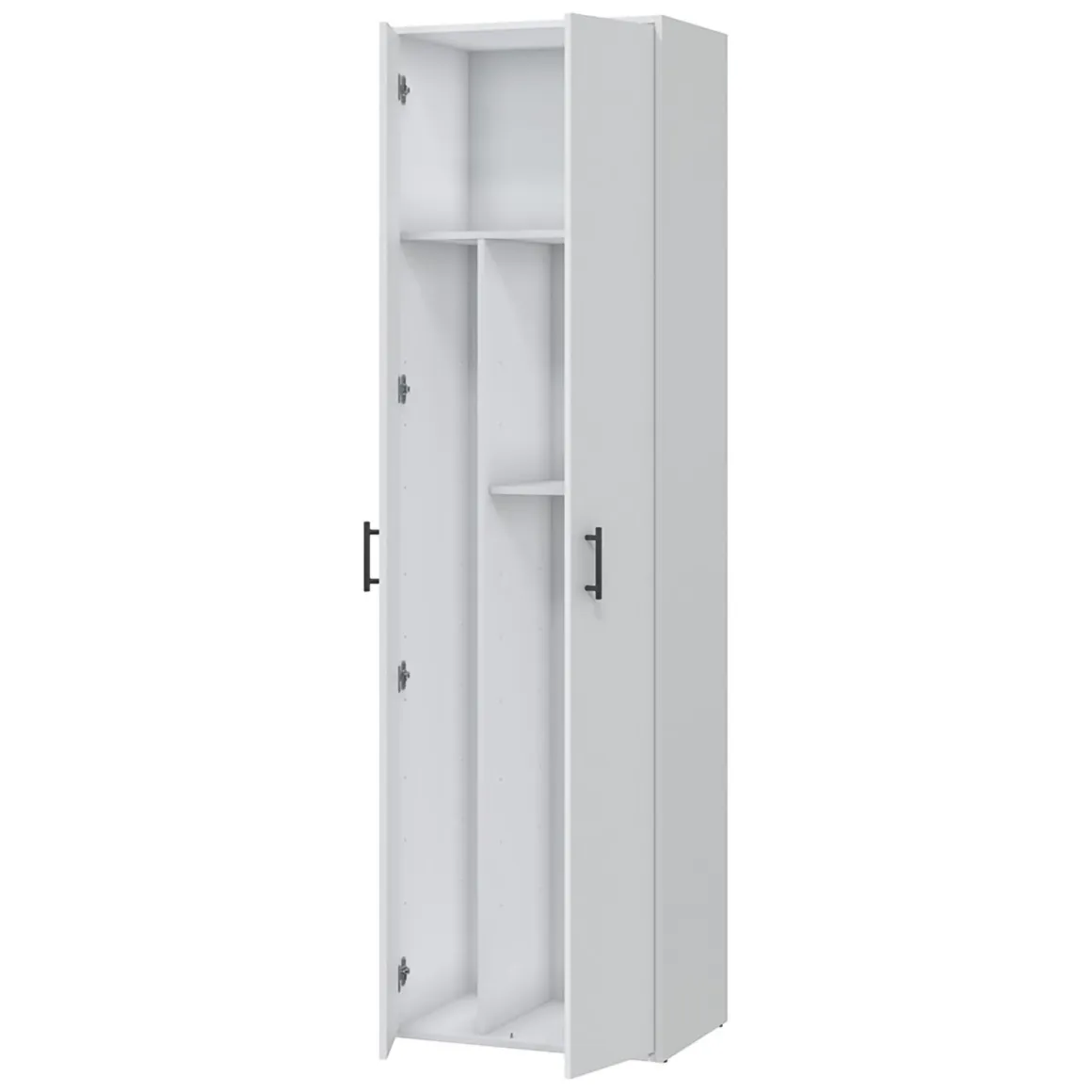 Armadio Multiuso 2 Ante Bianco 2 Ripiani Apertura Battente 60x206h cm, 2 Ante - Strevi