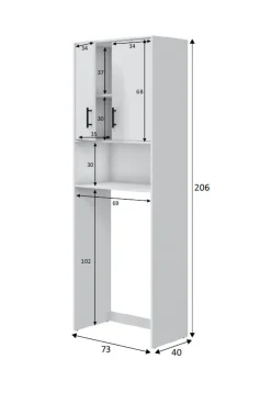 Armadio Multiuso 2 Ante Bianco 3 Ripiani Apertura Battente 73x206h cm, 2 Ante - Delebio