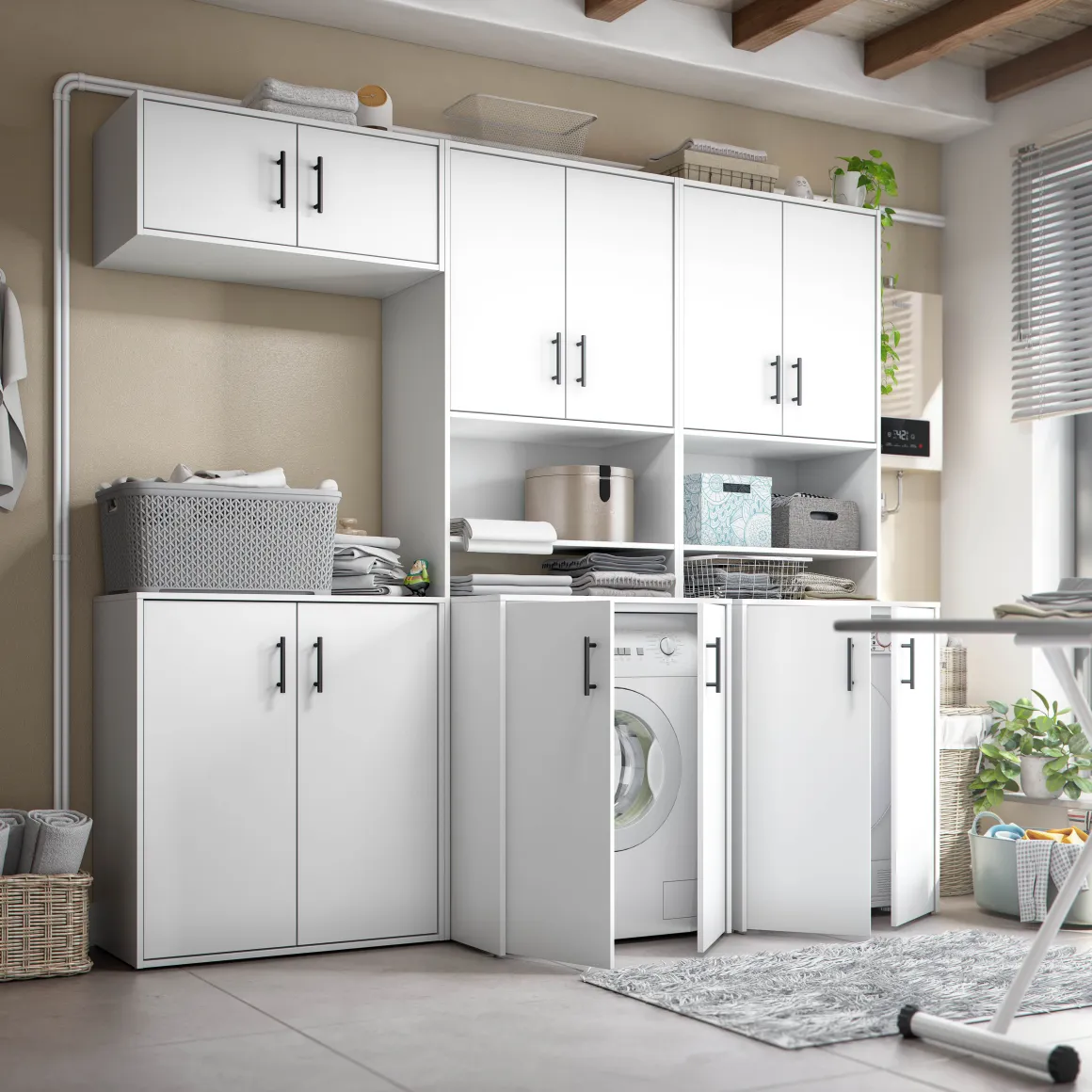 Armadio Multiuso 2 Ante Bianco 3 Ripiani Apertura Battente 73x206h cm, 2 Ante - Delebio